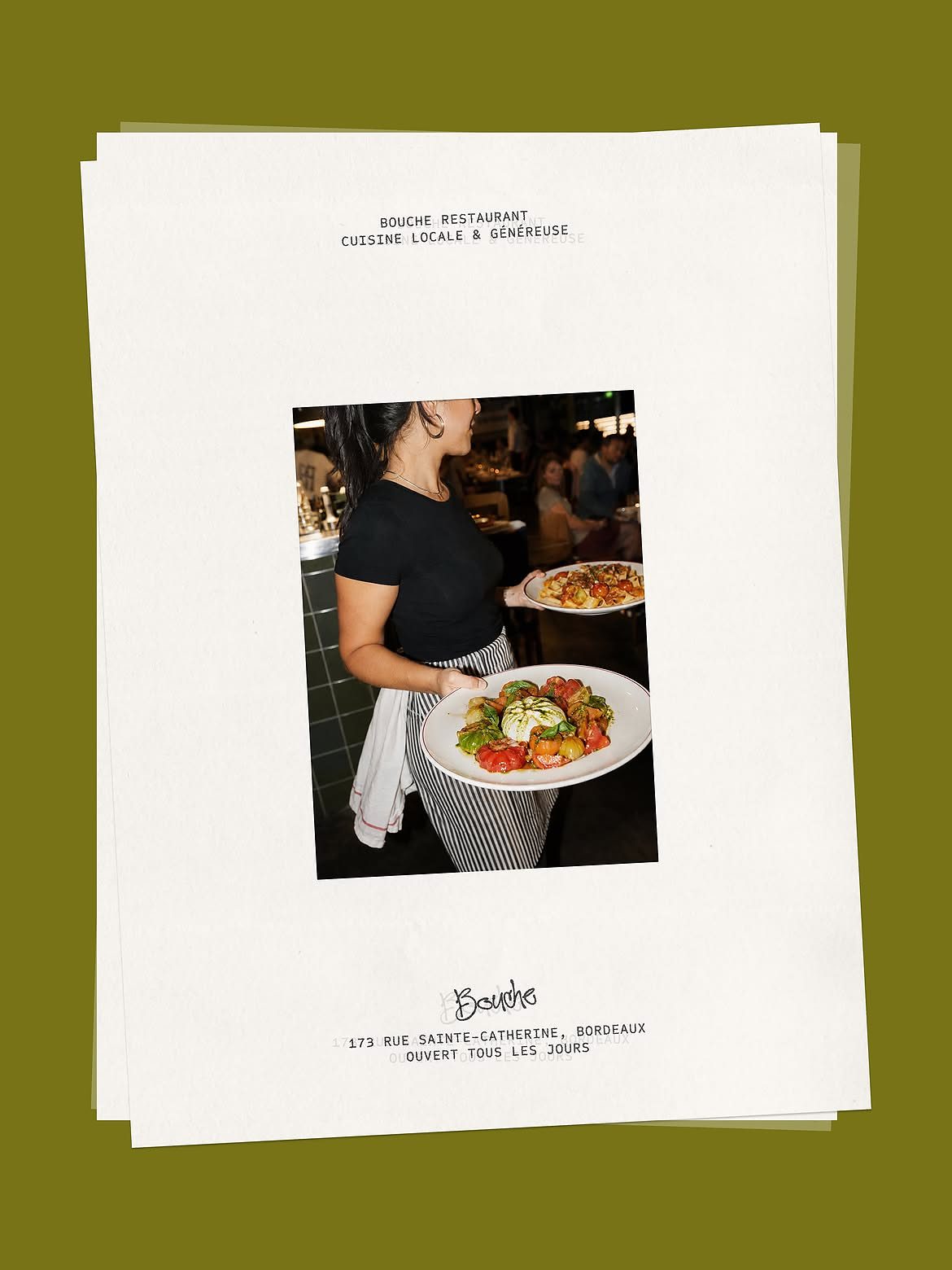 Papeterie Bouche sur fond olive